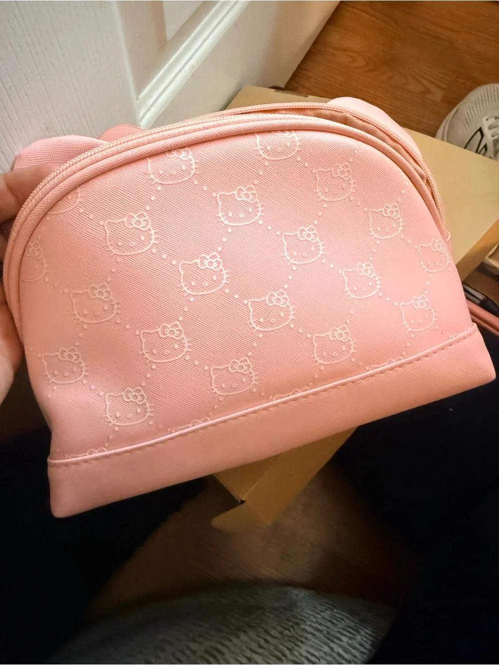 Hello Kitty Pink Cosmetic Pouch with Bow Accent